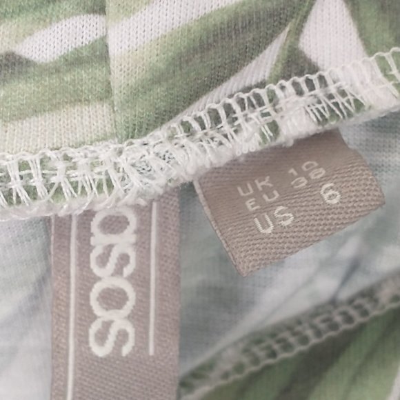 ASOS Green Tropical Palm Print Split Front Wide Leg Pants Women’s Size 6 - Picture 8 of 10